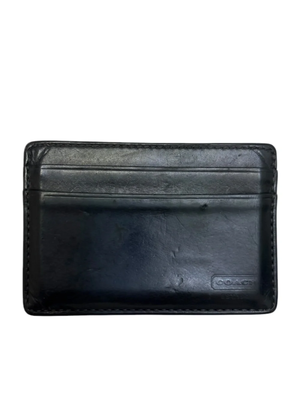 Coach rare vintage black leather money clip card holder